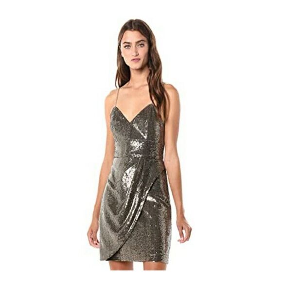 Parker Woman’s Guayana Sleeveless V Neck Cocktail Dress Bronze Sz 6 Y2K Revolve - Picture 1 of 10